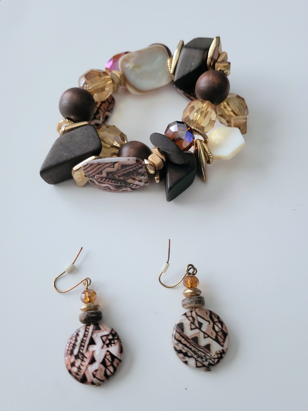 Earth-Toned Bracelet & Earrings Set